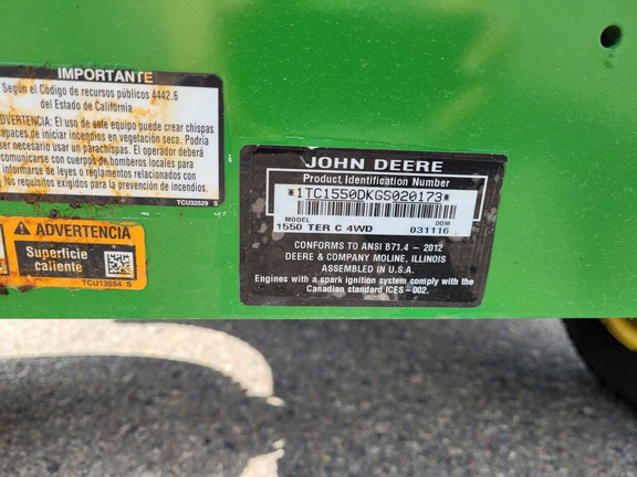 2016 John Deere 1550 TerrainCut 4wd Mower/Front Deck