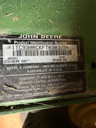 2016 John Deere Z930R Mower/Zero Turn