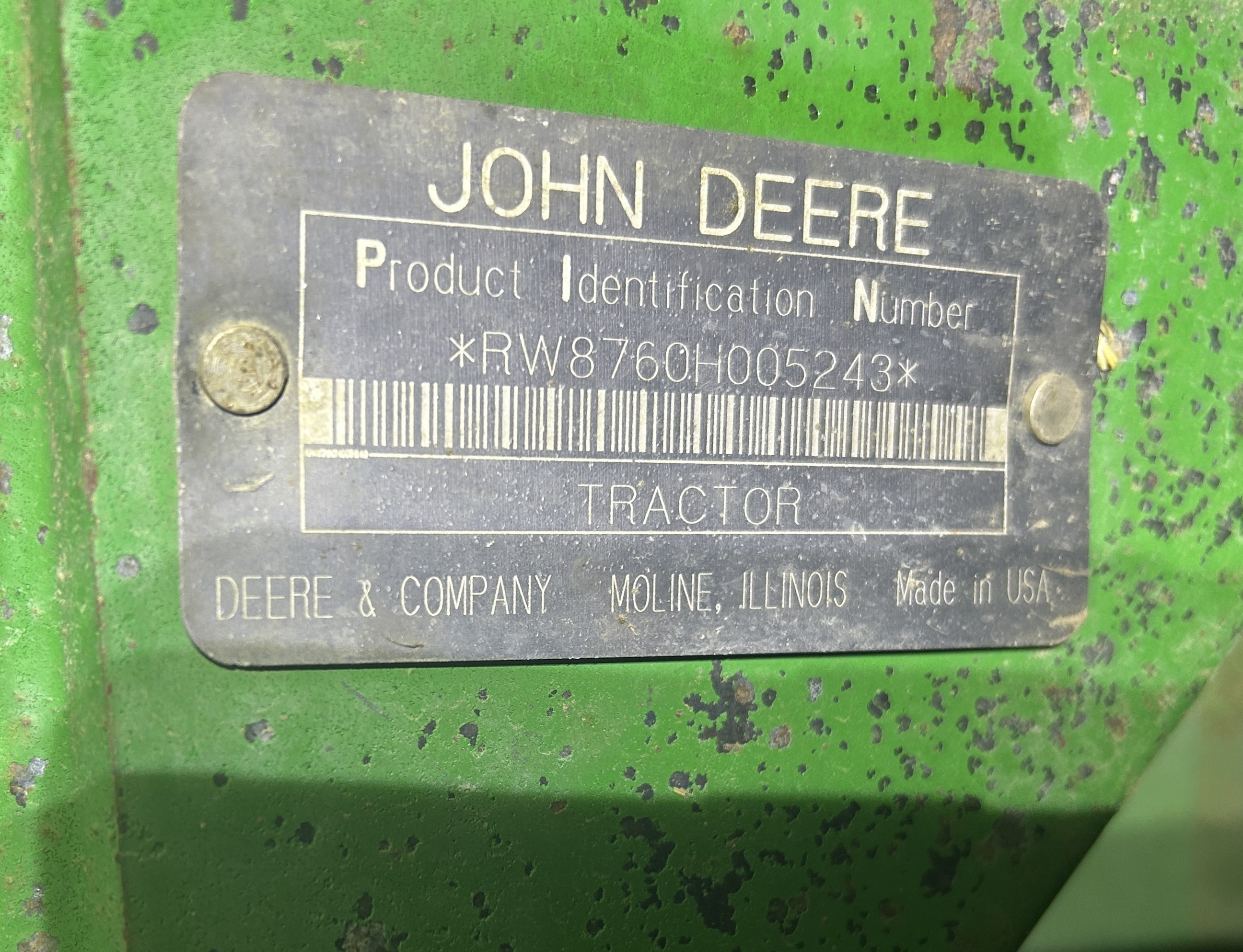 1992 John Deere 8760 Tractor 4WD