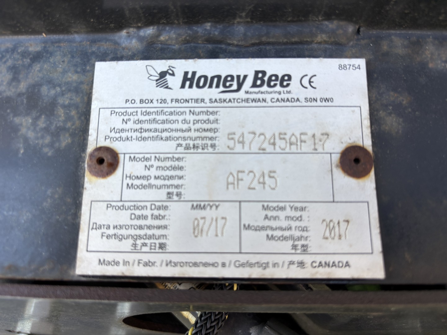 2017 Honey Bee 245 Header Flex
