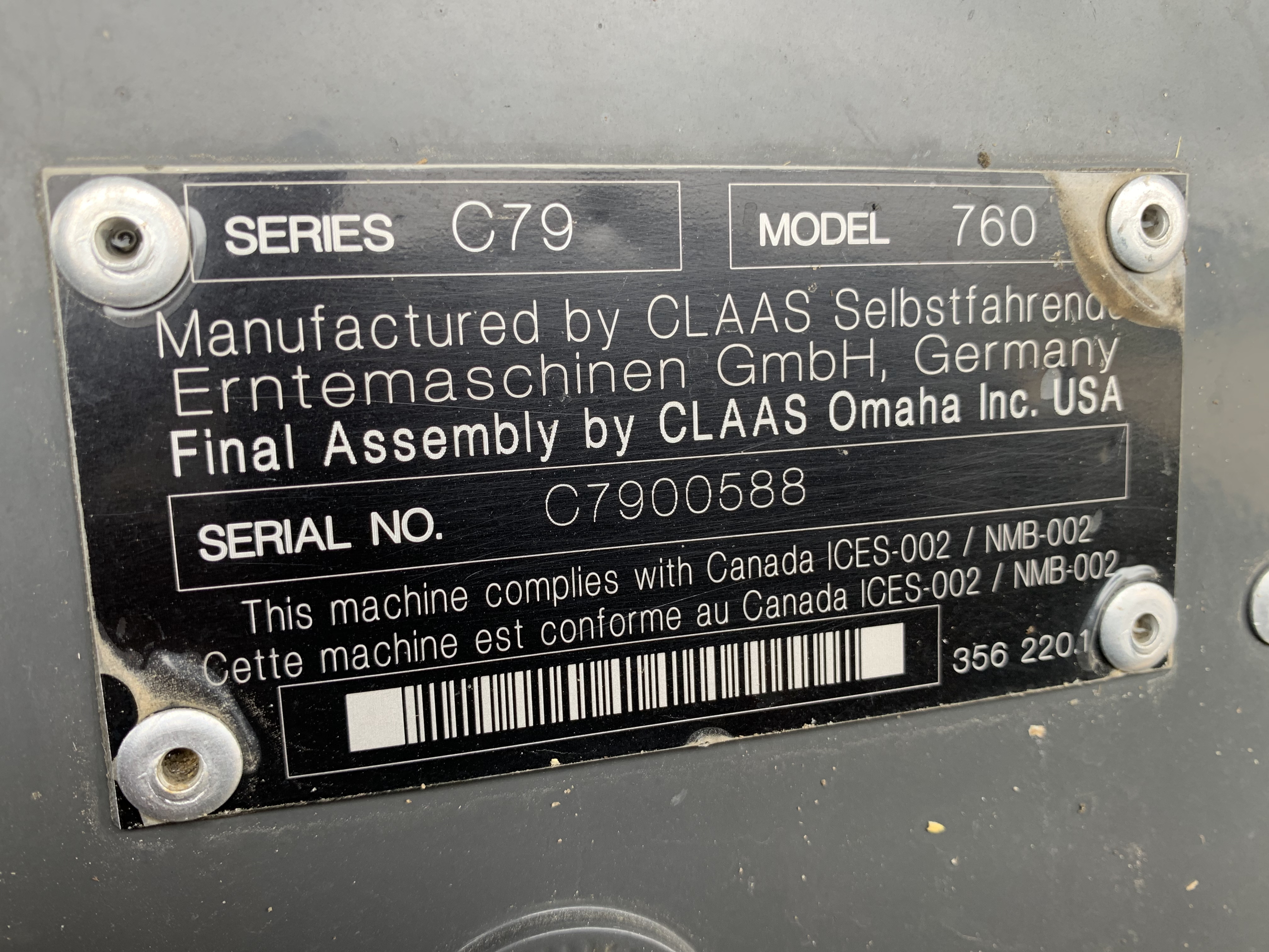 2018 CLAAS 760TT Combine