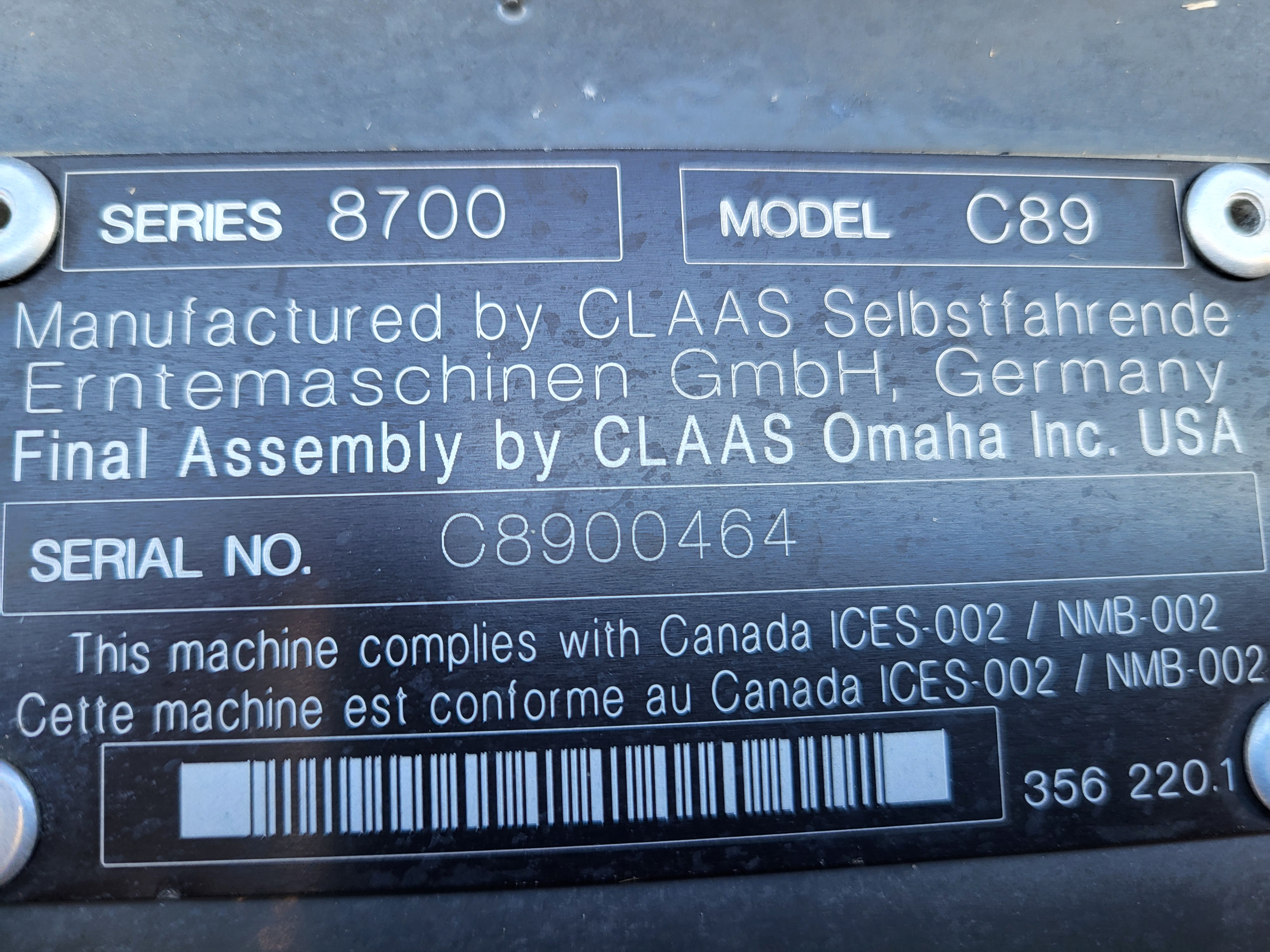 2021 CLAAS 8700 Combine