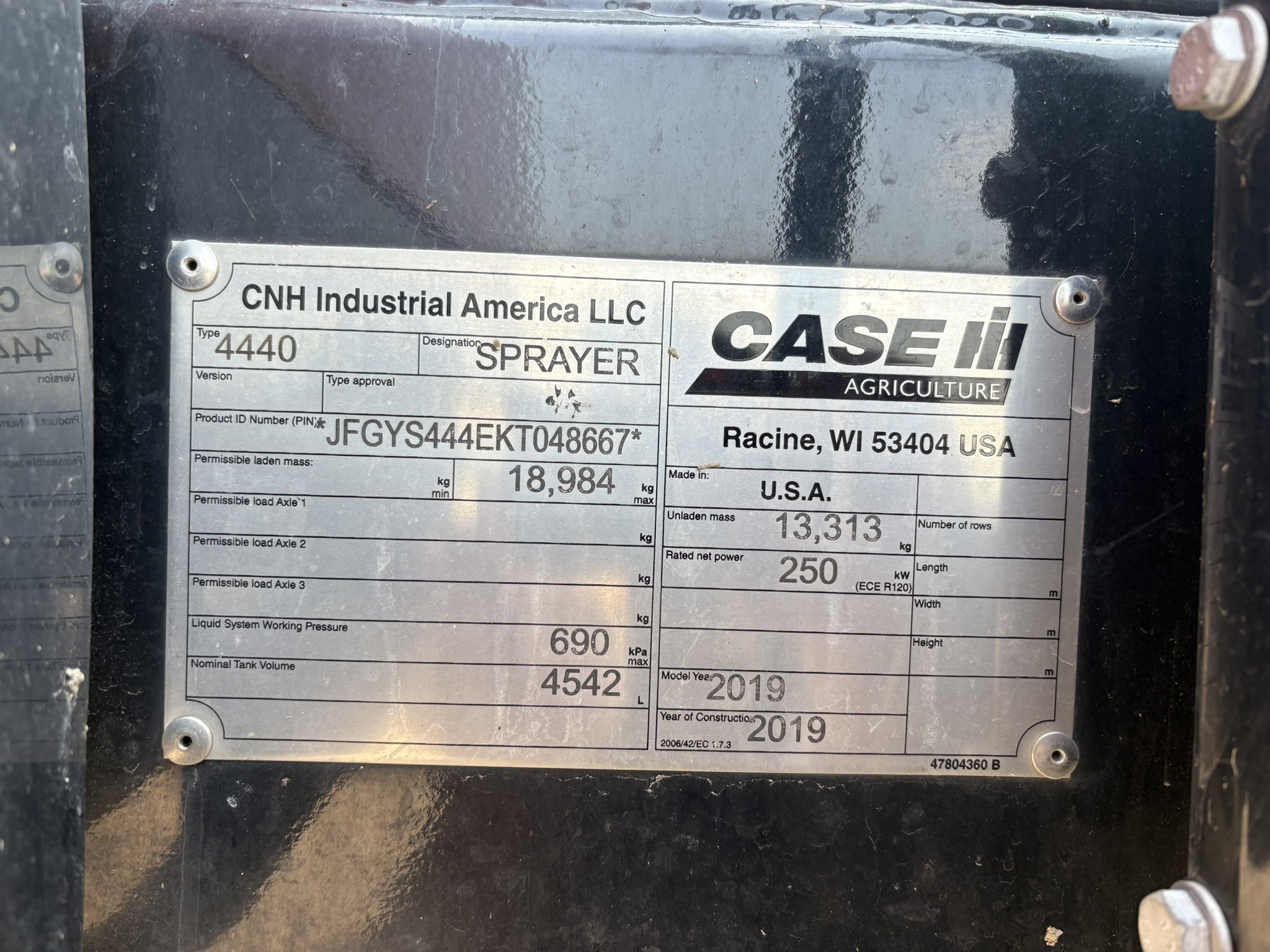 2019 Case IH Patriot 4440 Sprayer/High Clearance
