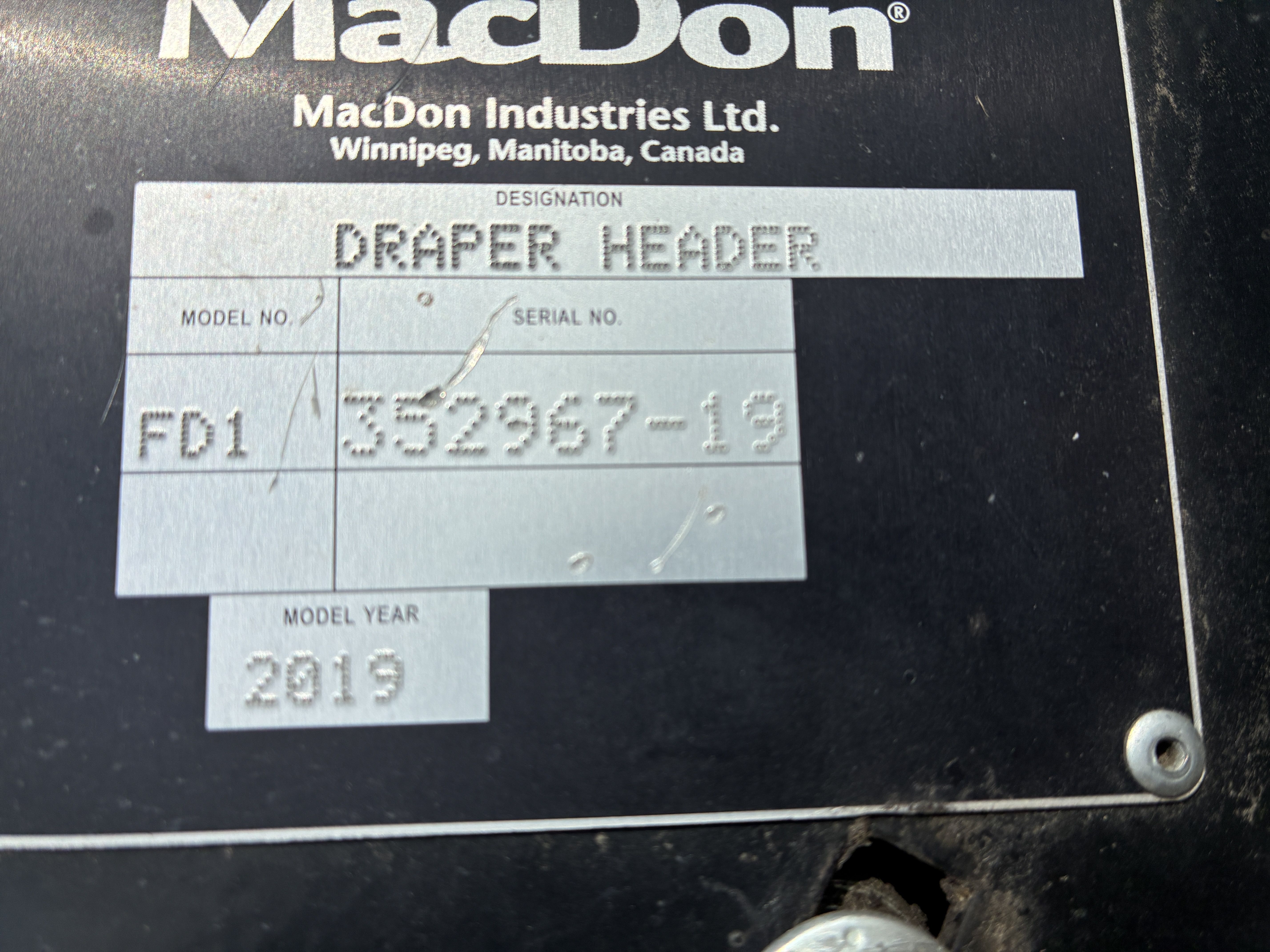 2019 MacDon FD145 Header Draper Flex