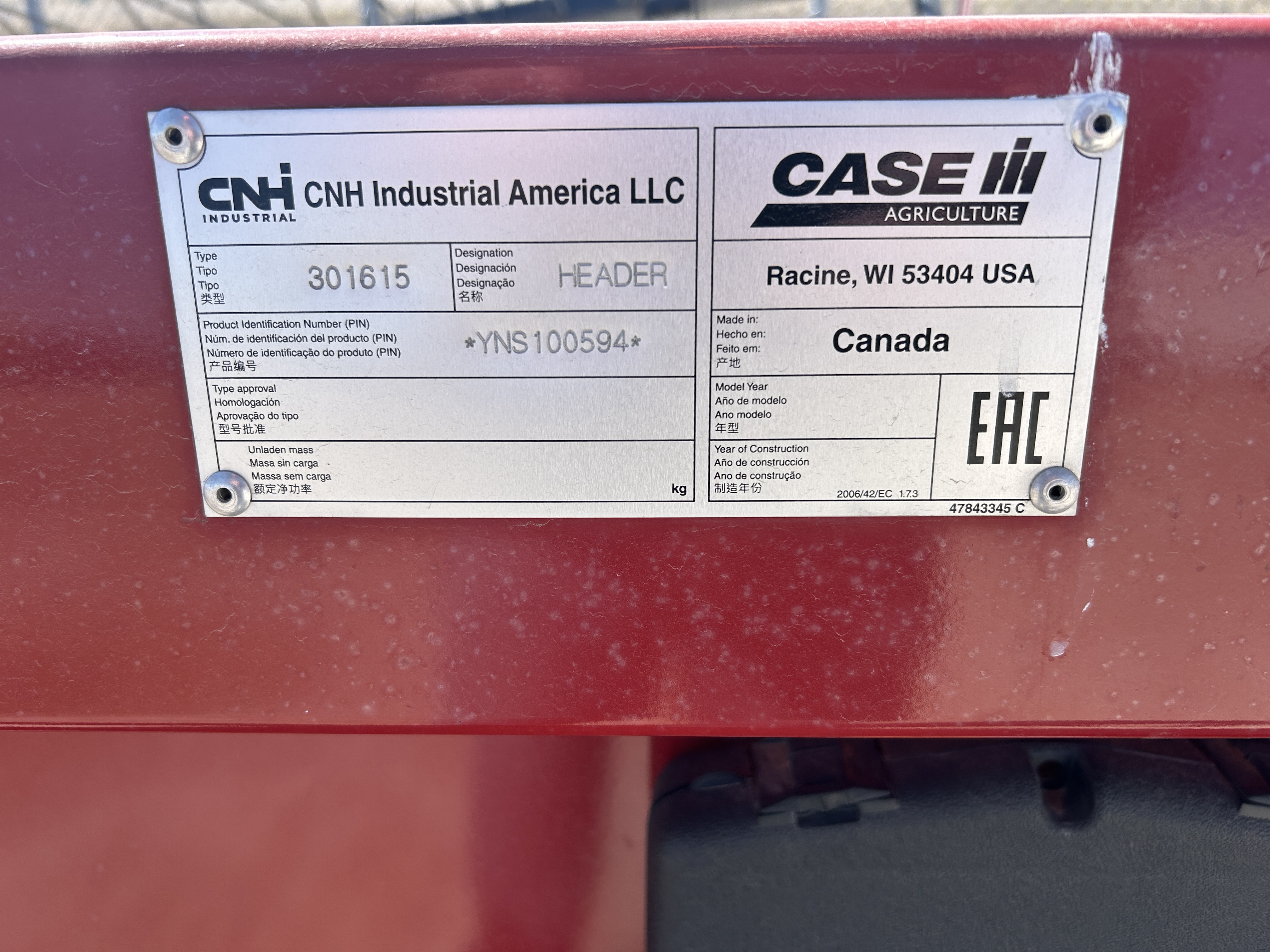 2022 Case IH 3016 Header Pickup