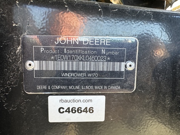 2020 John Deere W170M Windrower