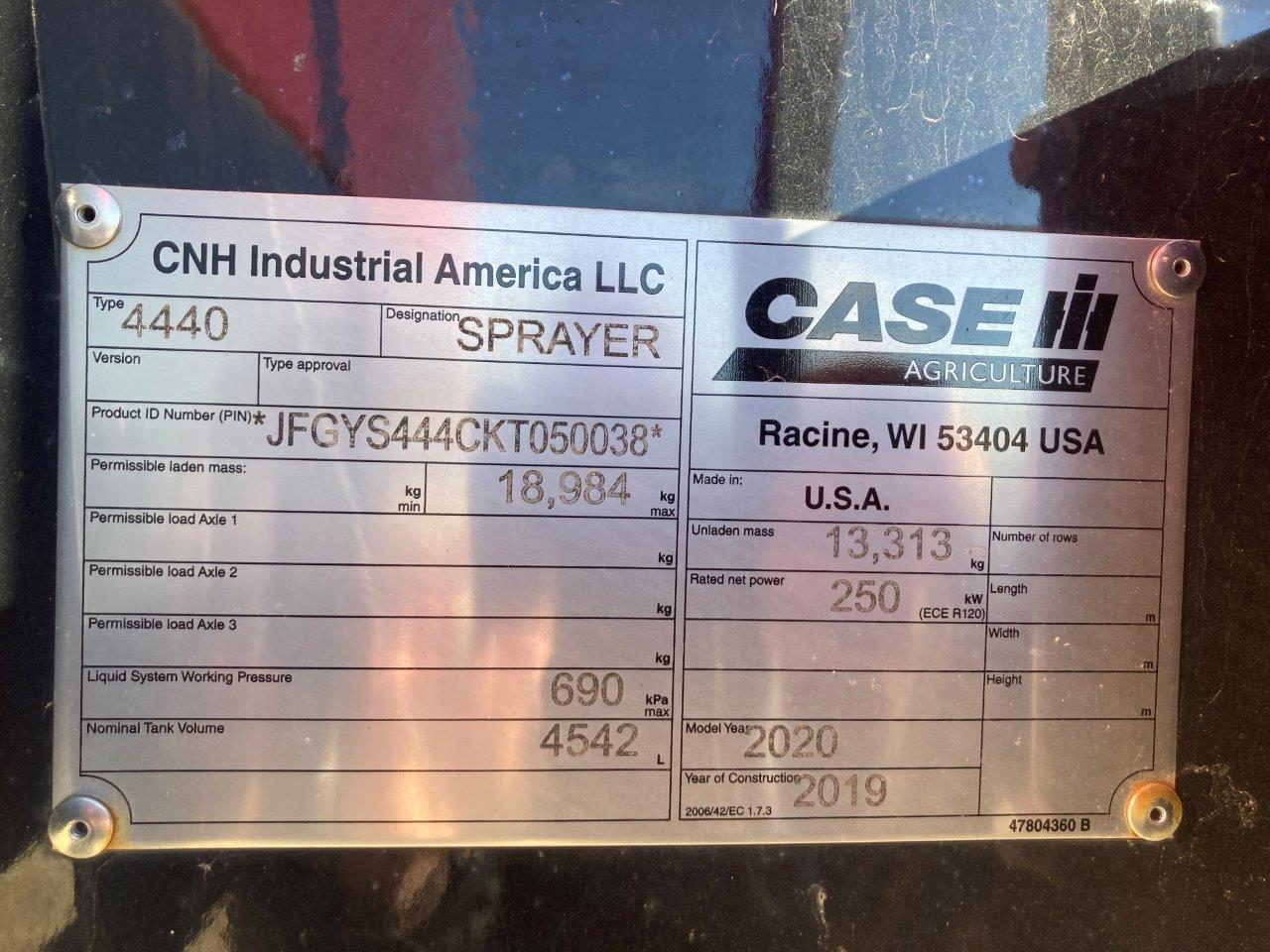 2020 Case IH Patriot 4440 Sprayer/High Clearance