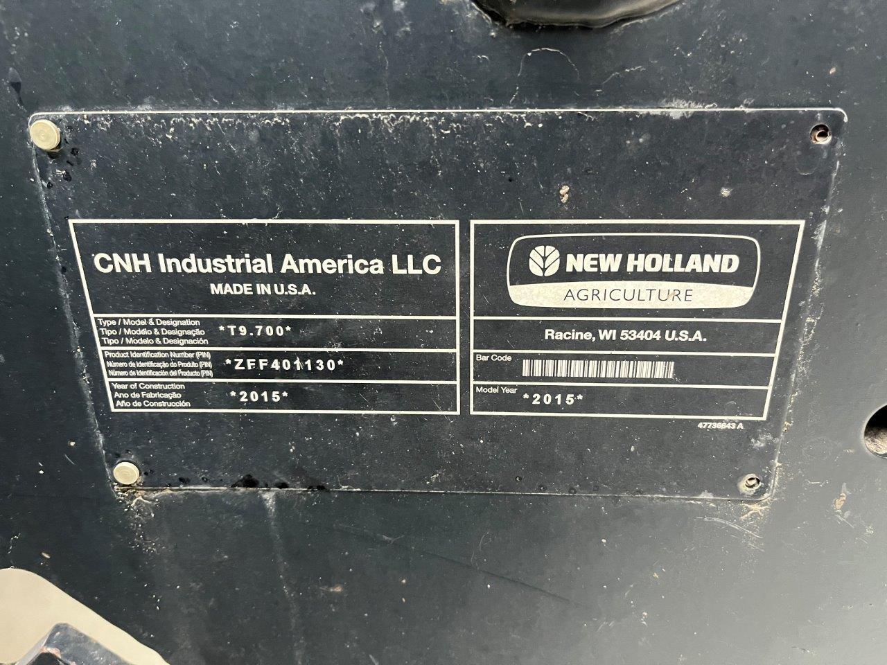 2015 New Holland T9.700 SmartTrax Tractor