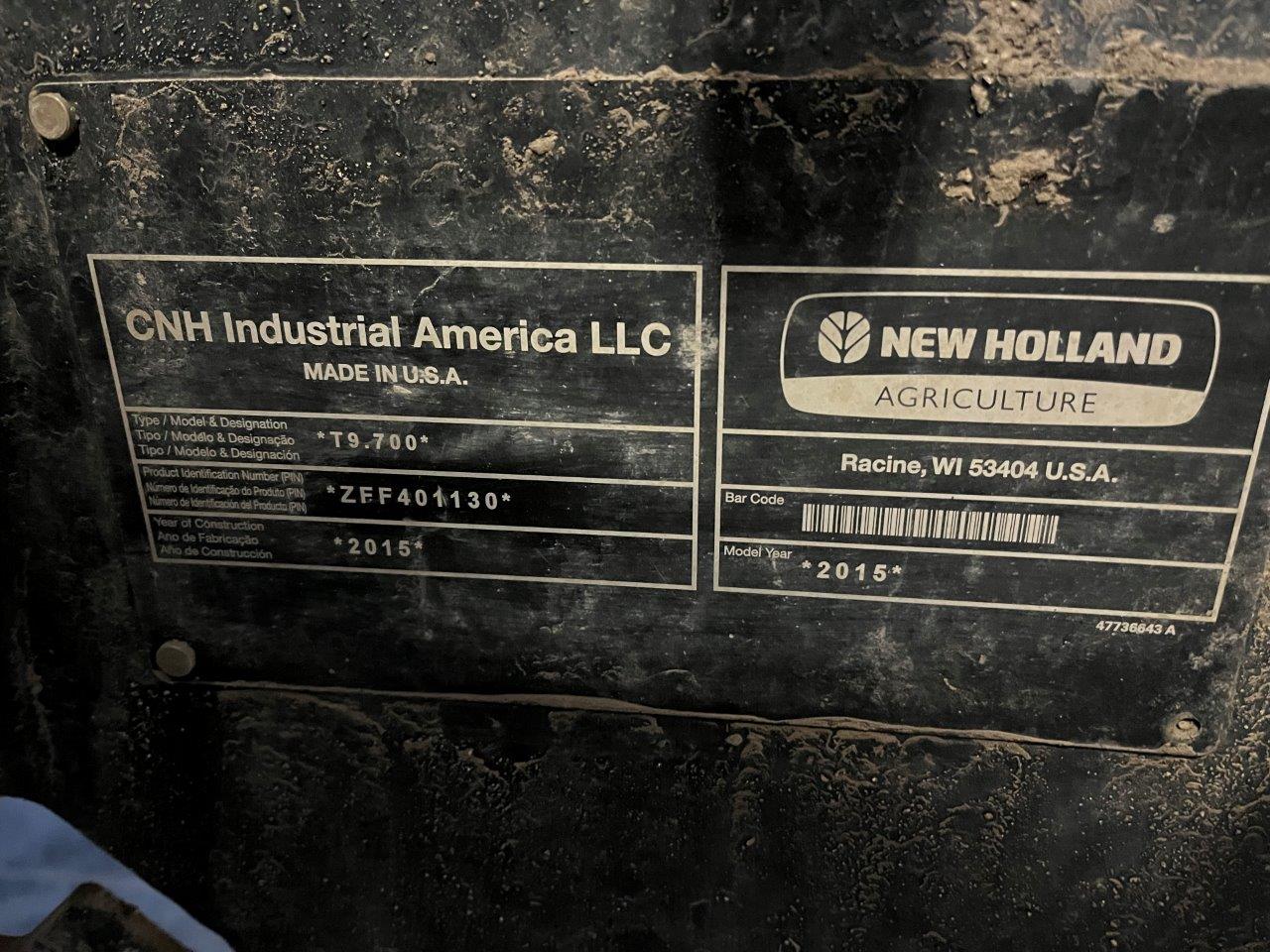 2015 New Holland T9.700 SmartTrax Tractor