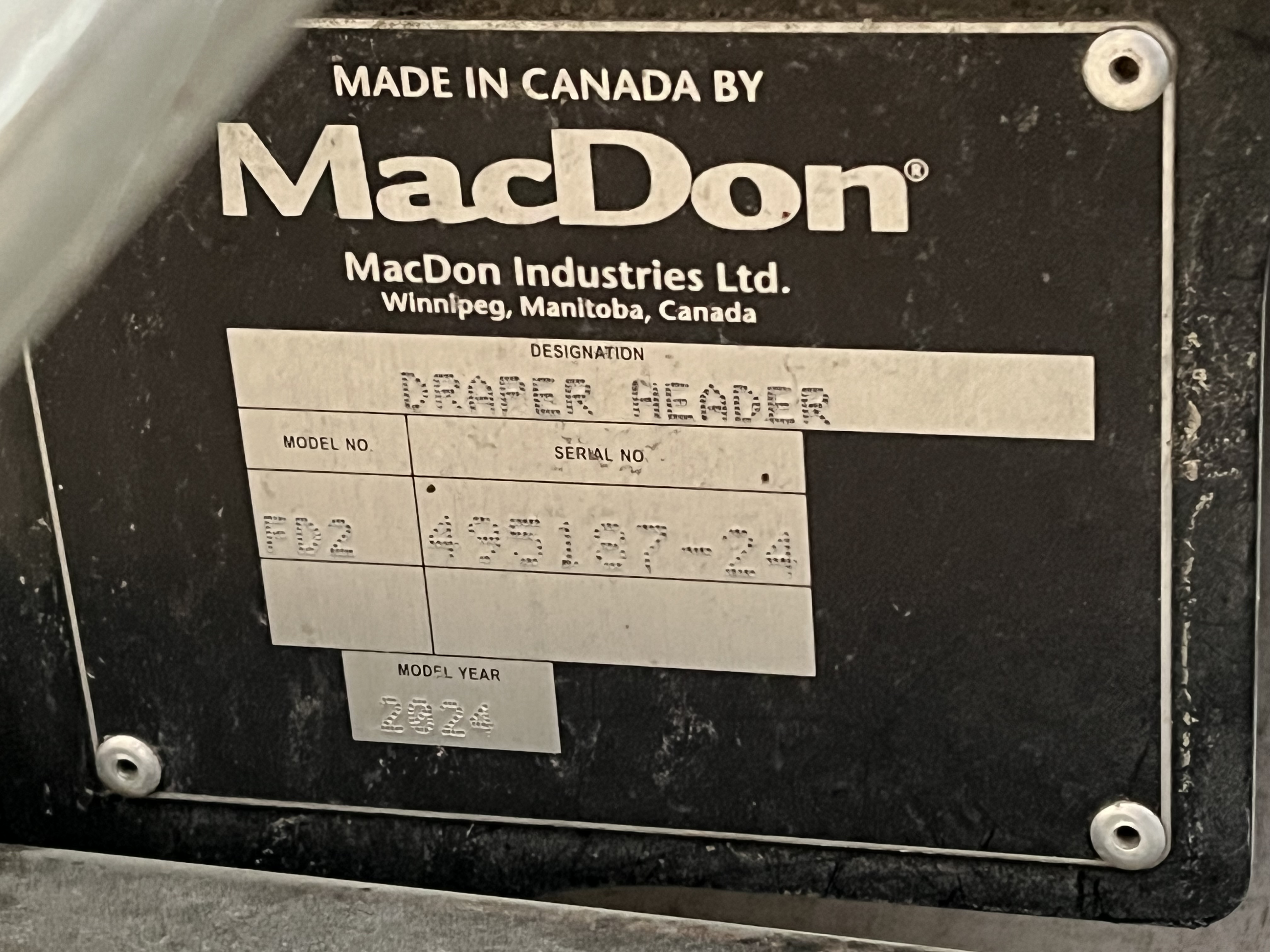 2024 MacDon FD250 JD-X9 Header Draper Flex