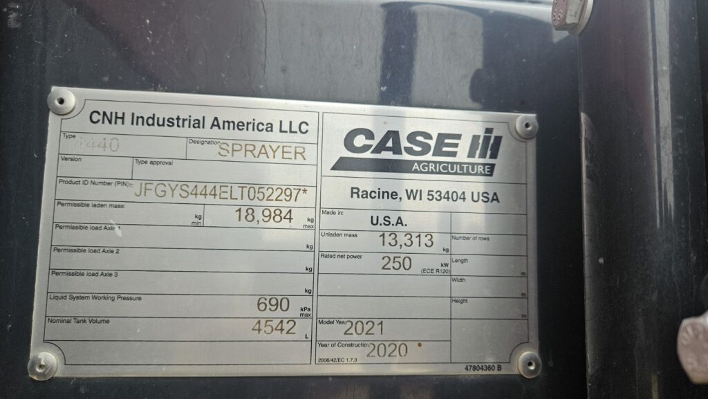 2021 Case IH Patriot 4440 Sprayer/High Clearance