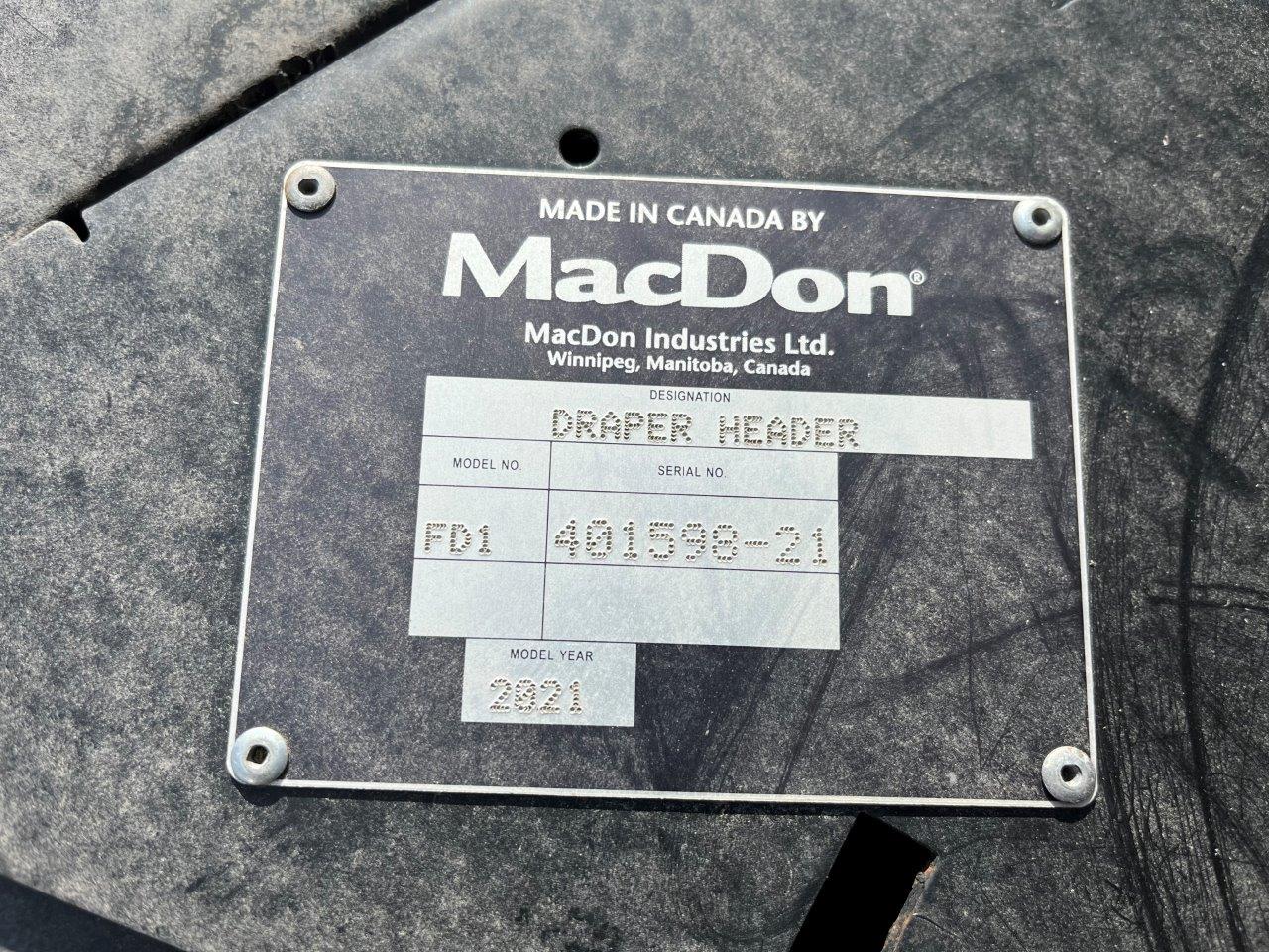 2021 MacDon FD145 DK CNH-21 Header Draper Flex