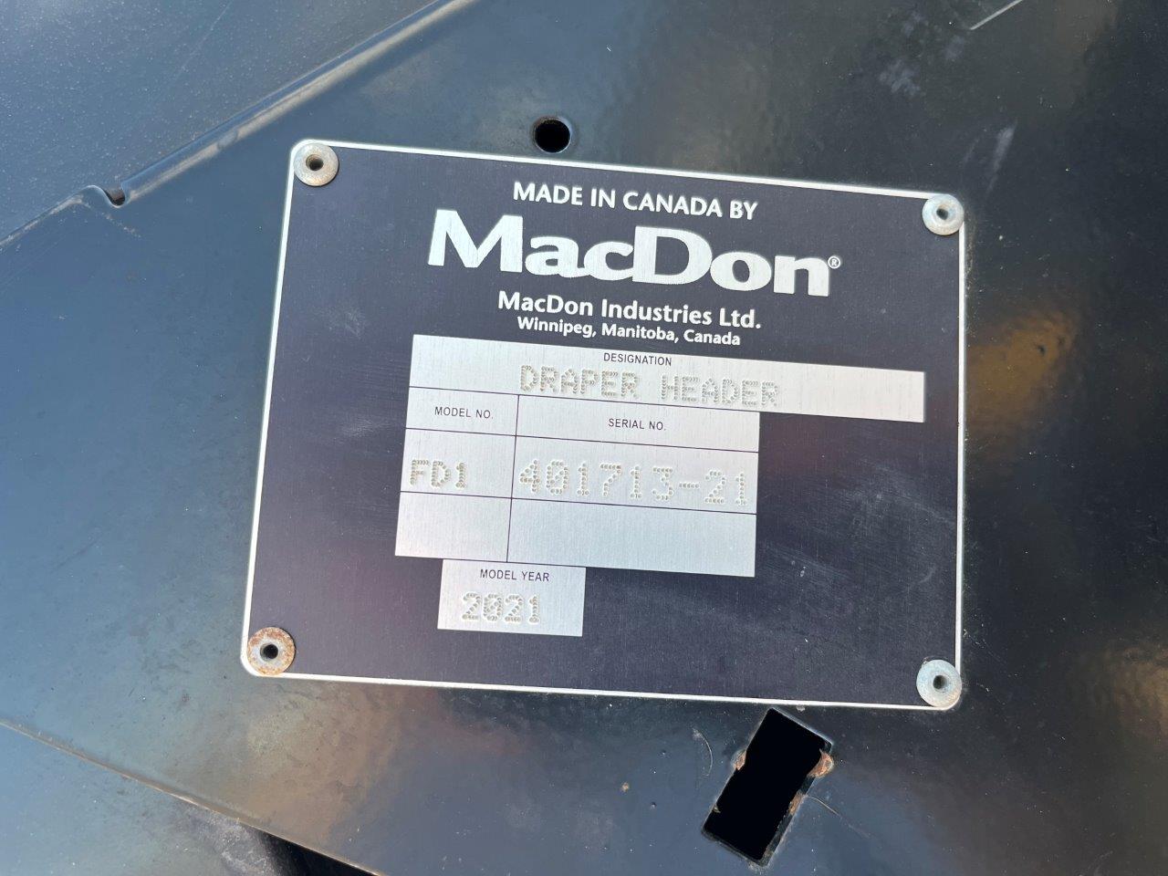 2021 MacDon FD145 DK CNH-21 Header Draper Flex