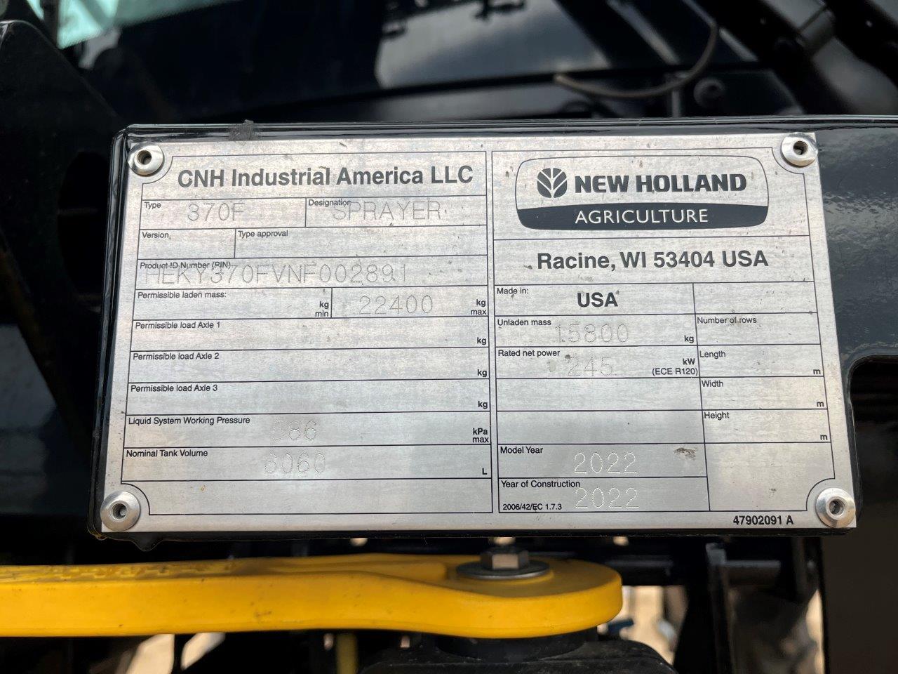 2022 New Holland SP.370F Sprayer/High Clearance