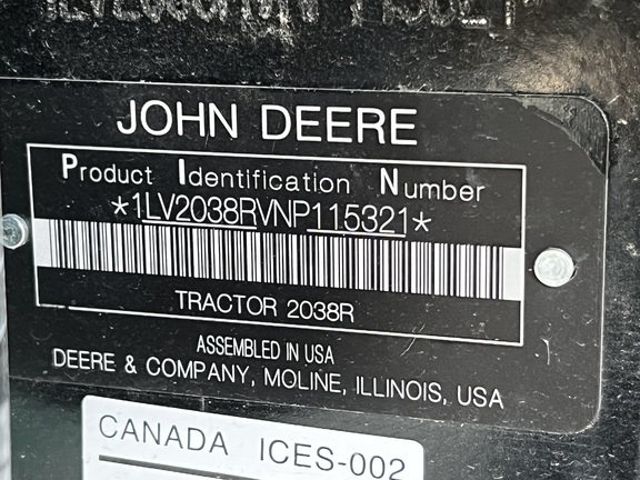 2023 John Deere 2038R Tractor Compact