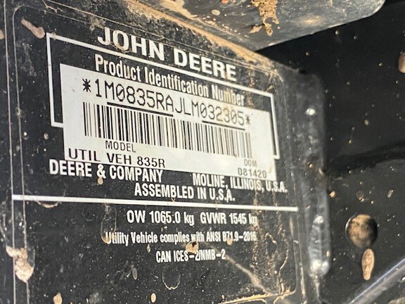 2020 John Deere XUV 835R ATV