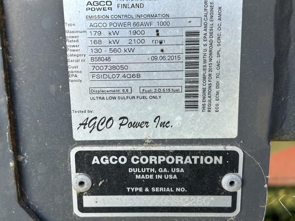 2016 Massey Ferguson WR9870 Windrower