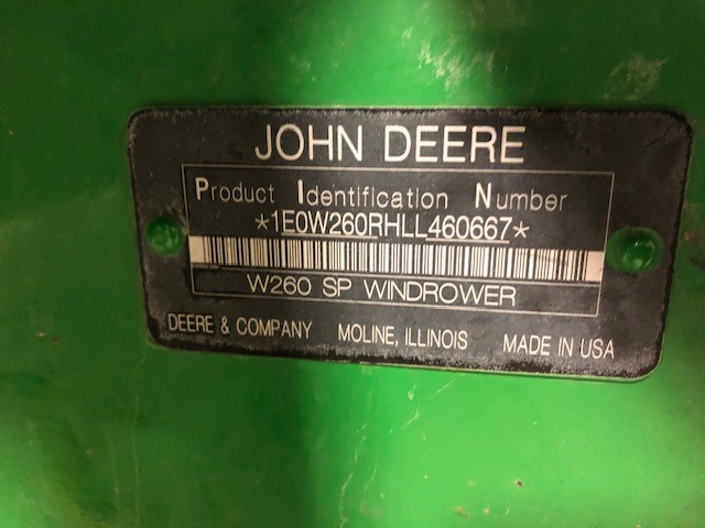 2020 John Deere W260 Windrower