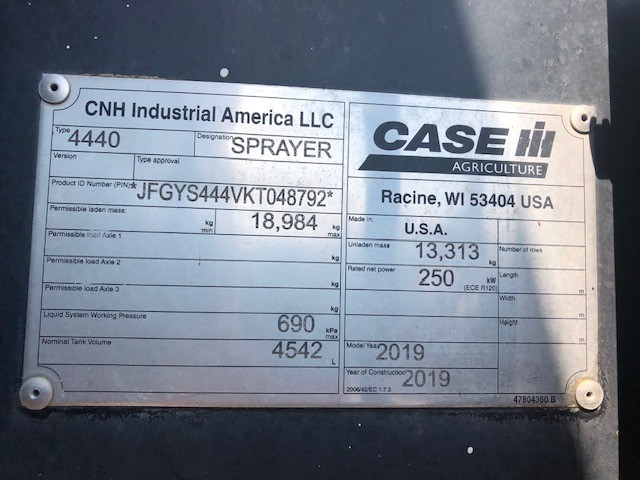 2019 Case IH Patriot 4440 Sprayer/High Clearance