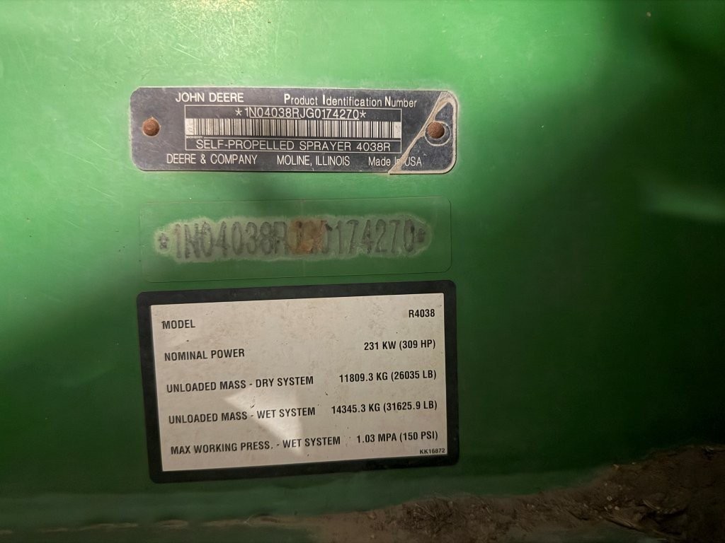 2017 John Deere R4038 Sprayer/High Clearance