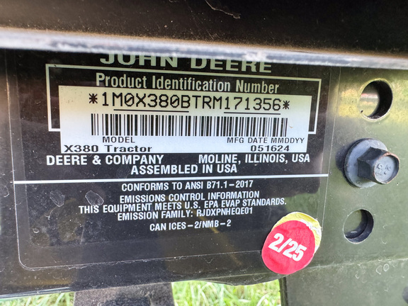 2024 John Deere X380 Garden Tractor