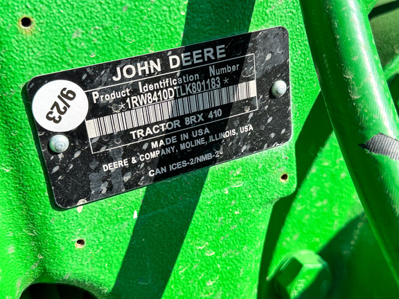 2020 John Deere 8RX 410 Tractor Rubber Track