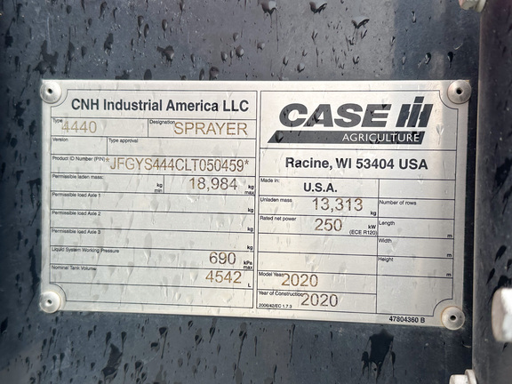 2020 Case IH 4440 Sprayer/High Clearance