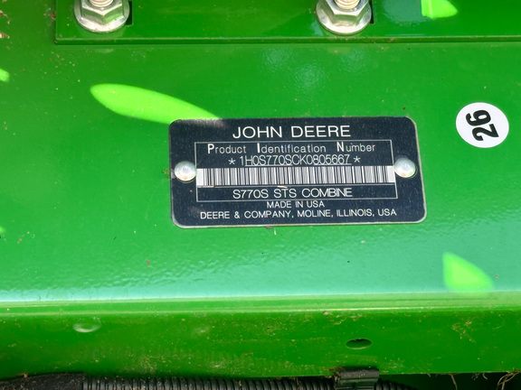2019 John Deere S770 Combine