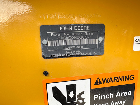 2017 John Deere 316GR Skid Steer Loader