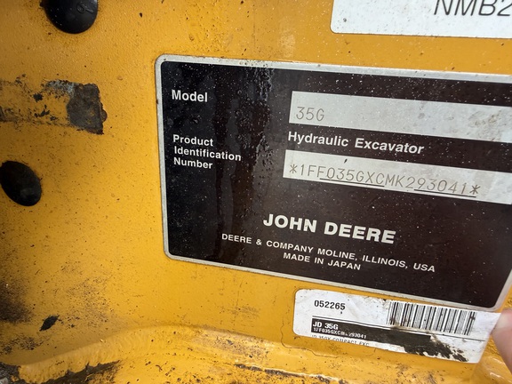 2021 John Deere 35G Excavator Mini