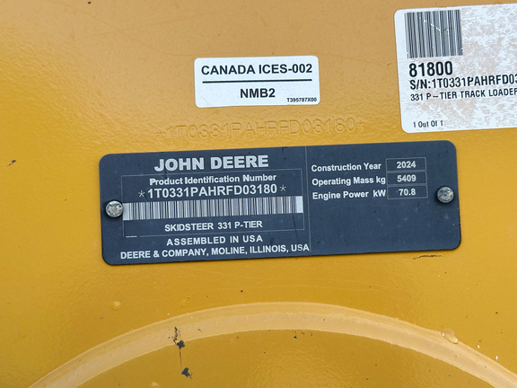 2024 John Deere 331 P Compact Track Loader