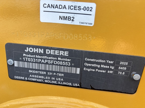 2025 John Deere 331 P Compact Track Loader