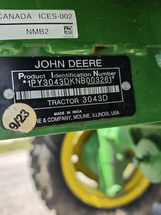2022 John Deere 3043D Tractor Compact