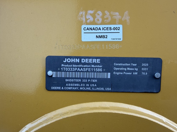2025 John Deere 333 P Compact Track Loader