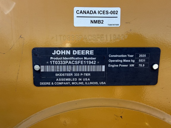 2025 John Deere 333 P Compact Track Loader