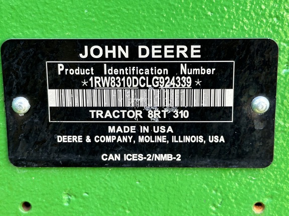 2020 John Deere 8RT 310 Tractor Rubber Track