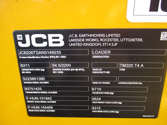 2022 JCB TM220 T4 A Telescopic Wheel Loader