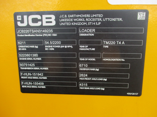 2022 JCB TM220 T4 A Telescopic Wheel Loader