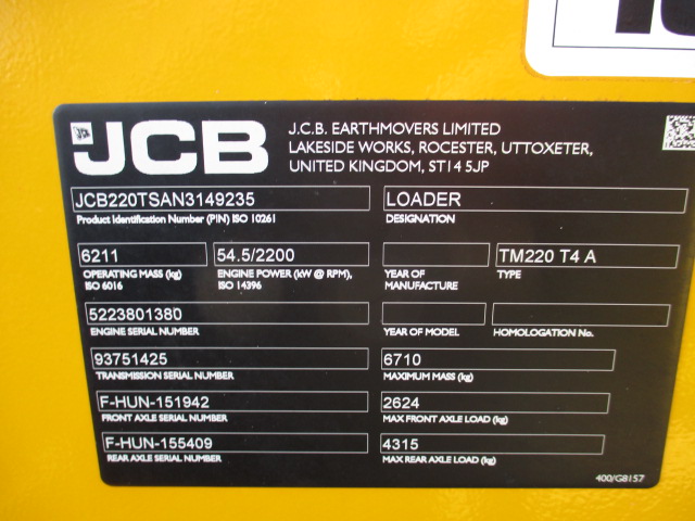 2022 JCB TM220 T4 A Telescopic Wheel Loader