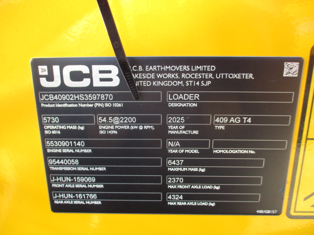 2026 JCB 409 Articulating Loader
