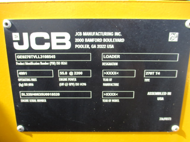 2020 JCB 270T  T4 Compact Track Loader