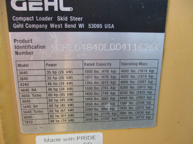 2006 Gehl 4840E Skid Steer Loader