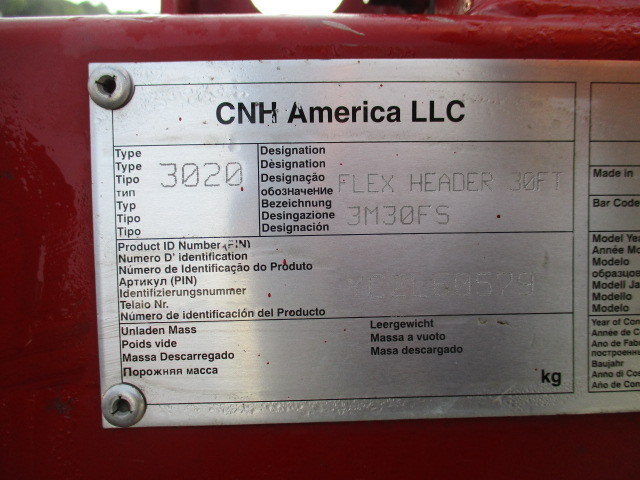 2012 Case IH 3020-30 Header Combine