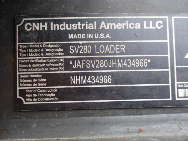 2017 Case SV280 Skid Steer Loader