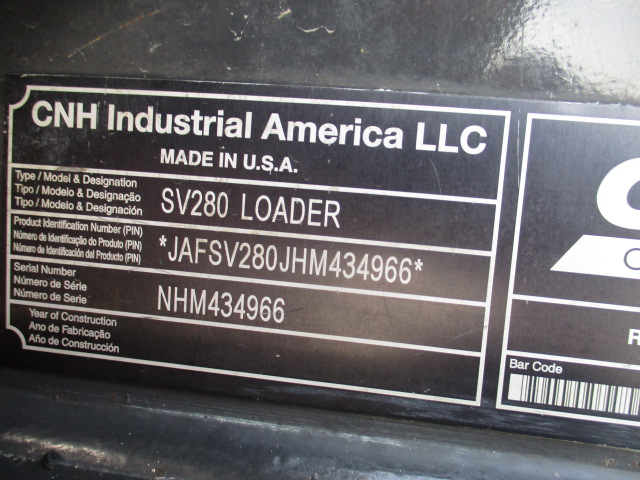 2017 Case SV280 Skid Steer Loader