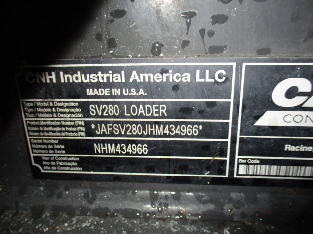 2017 Case SV280 Skid Steer Loader