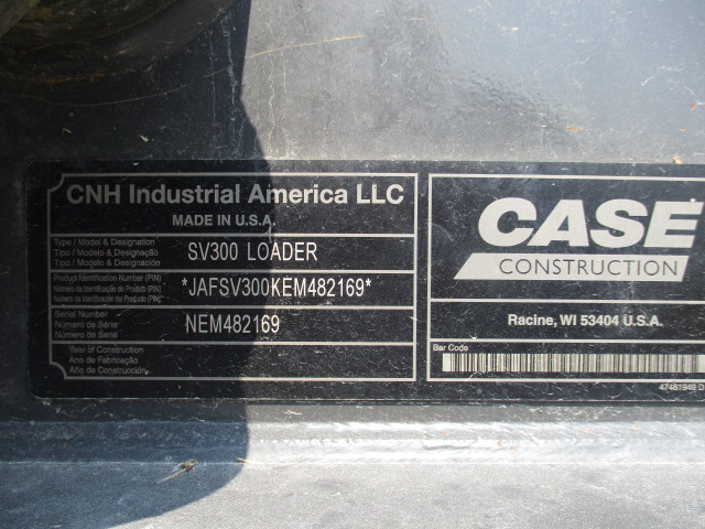 2014 Case SV300 Skid Steer Loader