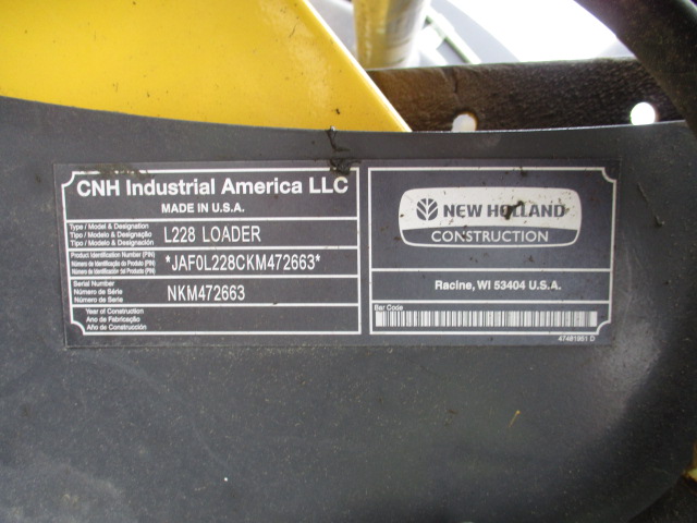 2019 New Holland L228 Skid Steer Loader