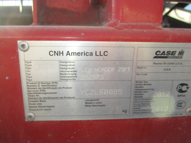 2012 Case IH 3020-25 Header Combine