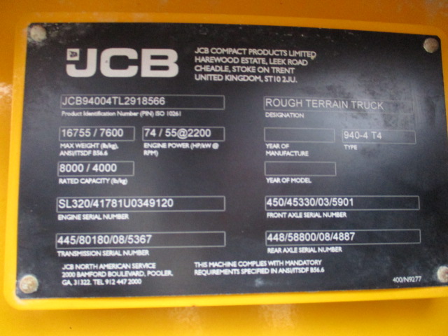 2020 JCB 940-4 Forklift